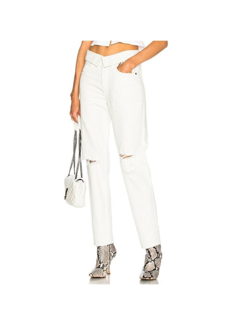Jean Atelier High Rise Flip in White Sand Size 32